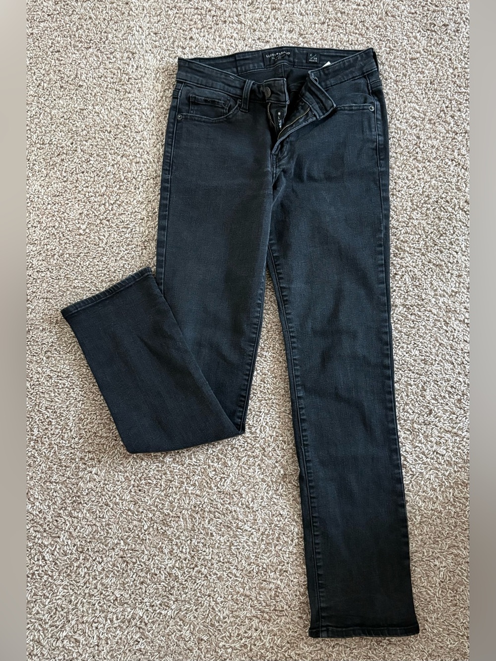 Lucky Brand Sweet Straight Leg Jeans Black Wash Size 6 / 28 Regular